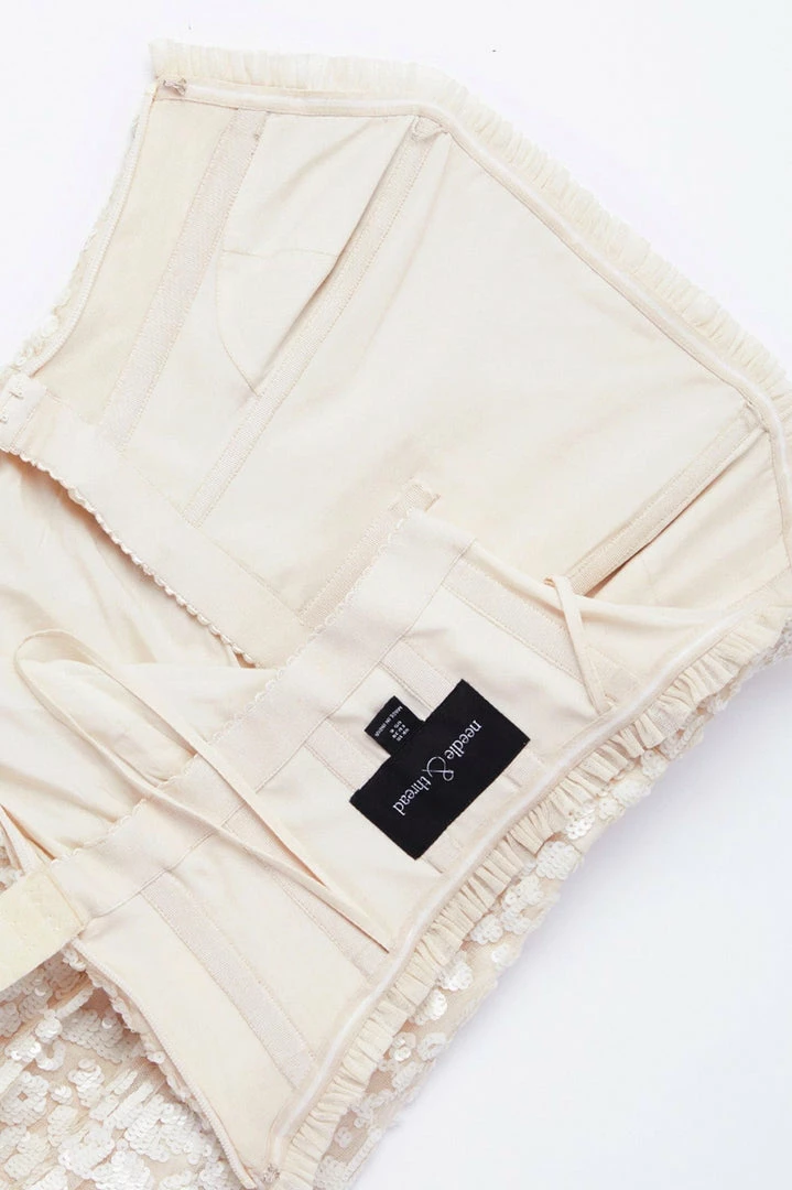 New ๐ Needle & Thread Holding LTD Filigree Lace Sequin Strapless Ankle Gown โญ 10 Needle & Thread Holding LTD Filigree Lace Sequin Strapless Ankle Gown