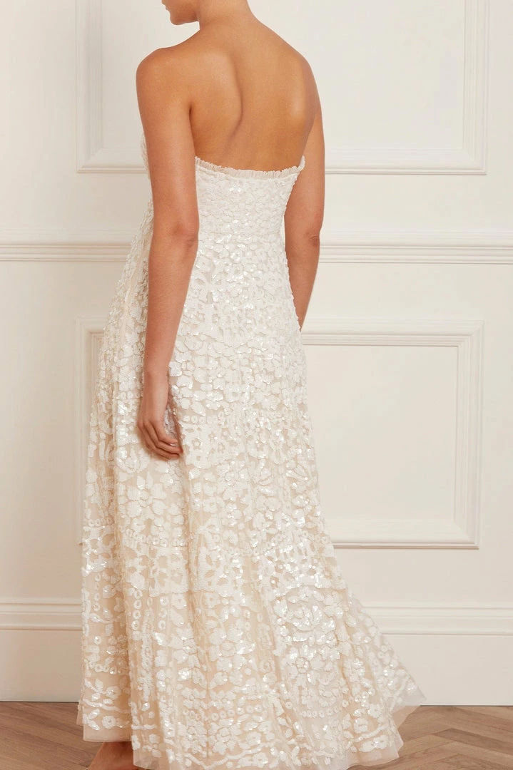 New ๐ Needle & Thread Holding LTD Filigree Lace Sequin Strapless Ankle Gown โญ 11 Needle & Thread Holding LTD Filigree Lace Sequin Strapless Ankle Gown