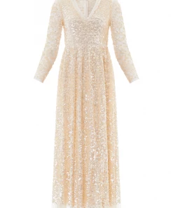 Needle & Thread Holding LTD Floral Daze Sequin V-Neck Ankle Gown