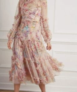 Needle & Thread Holding LTD Floral Diamond Ruffle Ballerina Dress