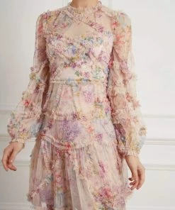 Needle & Thread Holding LTD Floral Diamond Ruffle Dress Womenswear