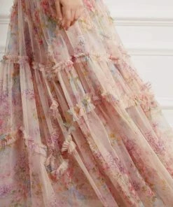 Needle & Thread Holding LTD Floral Diamond Ruffle Gown