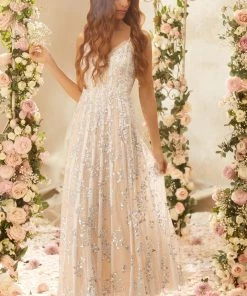 Needle & Thread Holding LTD Floral Evermore Sequin Cami Ankle Gown