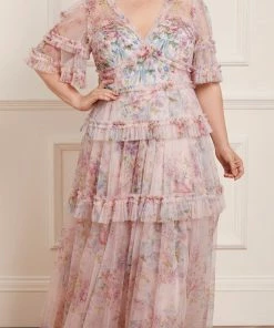 Hot Sale 🥰 Needle & Thread Holding LTD 👩 Womenswear Floral Wonder V-Neck Ankle Gown ⌛ 12 Needle & Thread Holding LTD Womenswear Floral Wonder V-Neck Ankle Gown