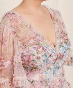 Hot Sale 🥰 Needle & Thread Holding LTD 👩 Womenswear Floral Wonder V-Neck Ankle Gown ⌛ 16 Needle & Thread Holding LTD Womenswear Floral Wonder V-Neck Ankle Gown