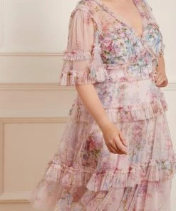 Needle & Thread Holding LTD Floral Wonder V-Neck Midi Dress