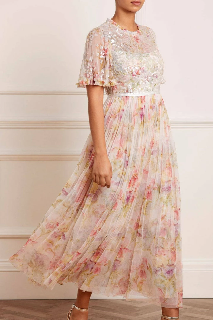 Best Pirce 🔥 Needle & Thread Holding LTD Iris Sequin Bodice Short Sleeve Round Neck Ankle Gown 👩 Womenswear ✔️ 3 Needle & Thread Holding LTD Iris Sequin Bodice Short Sleeve Round Neck Ankle Gown Womenswear