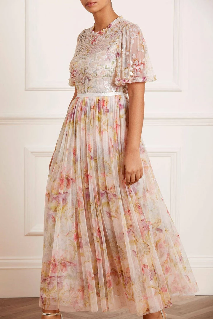 Best Pirce 🔥 Needle & Thread Holding LTD Iris Sequin Bodice Short Sleeve Round Neck Ankle Gown 👩 Womenswear ✔️ 5 Needle & Thread Holding LTD Iris Sequin Bodice Short Sleeve Round Neck Ankle Gown Womenswear