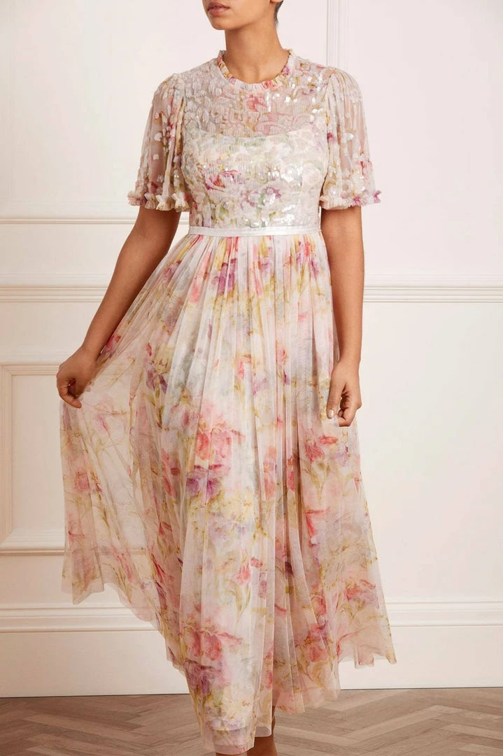 Best Pirce 🔥 Needle & Thread Holding LTD Iris Sequin Bodice Short Sleeve Round Neck Ankle Gown 👩 Womenswear ✔️ 6 Needle & Thread Holding LTD Iris Sequin Bodice Short Sleeve Round Neck Ankle Gown Womenswear