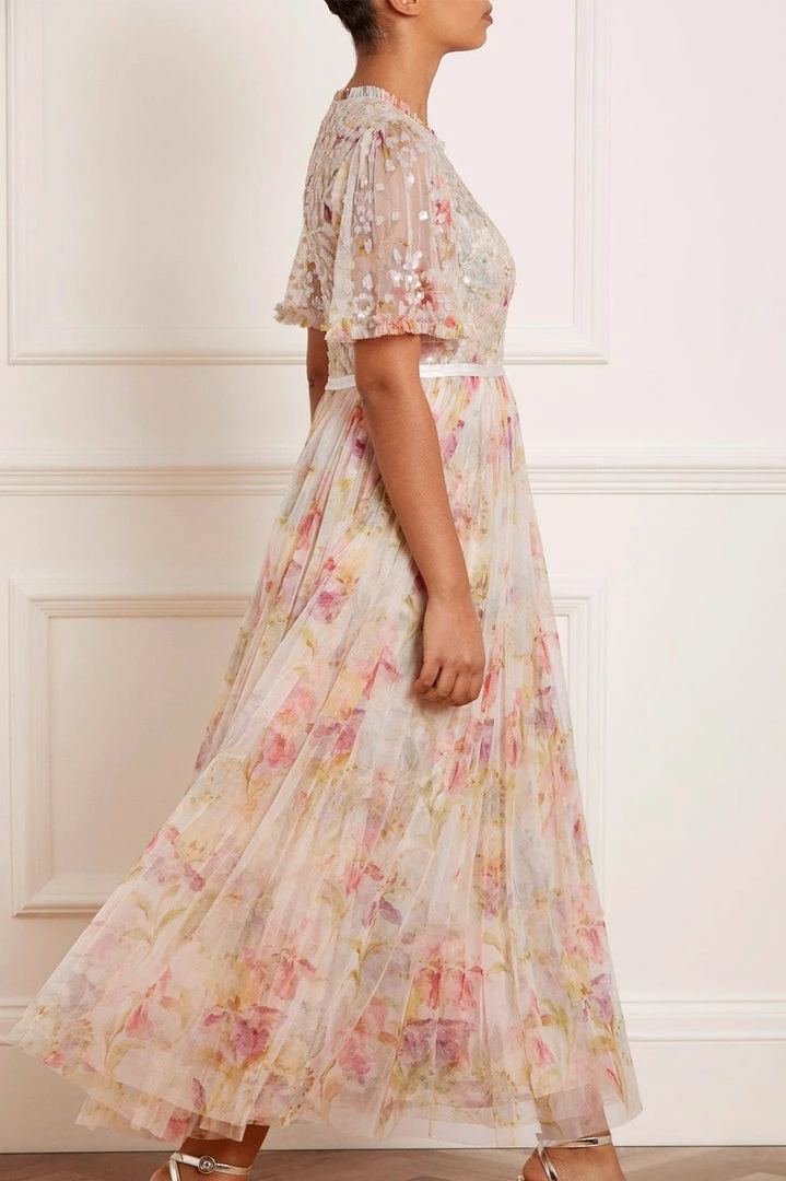 Best Pirce 🔥 Needle & Thread Holding LTD Iris Sequin Bodice Short Sleeve Round Neck Ankle Gown 👩 Womenswear ✔️ 7 Needle & Thread Holding LTD Iris Sequin Bodice Short Sleeve Round Neck Ankle Gown Womenswear