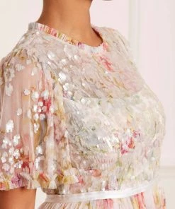 Best Pirce 🔥 Needle & Thread Holding LTD Iris Sequin Bodice Short Sleeve Round Neck Ankle Gown 👩 Womenswear ✔️ 18 Needle & Thread Holding LTD Iris Sequin Bodice Short Sleeve Round Neck Ankle Gown Womenswear