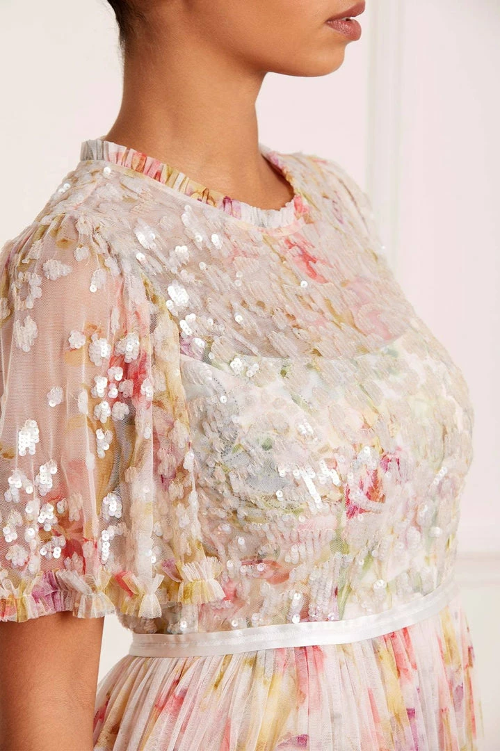 Best Pirce 🔥 Needle & Thread Holding LTD Iris Sequin Bodice Short Sleeve Round Neck Ankle Gown 👩 Womenswear ✔️ 10 Needle & Thread Holding LTD Iris Sequin Bodice Short Sleeve Round Neck Ankle Gown Womenswear