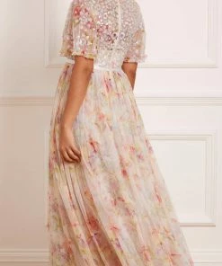 Brand new 🥰 Needle & Thread Holding LTD Iris Sequin Bodice Short Sleeve V-Neck Ankle Gown 👍 18 Needle & Thread Holding LTD Iris Sequin Bodice Short Sleeve V-Neck Ankle Gown