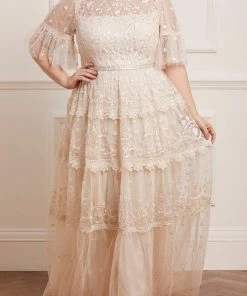 Needle & Thread Holding LTD Midsummer Lace Round Neck Gown