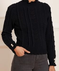 Needle & Thread Holding LTD Womenswear Mixed Stitch Crochet Trim Short Jumper