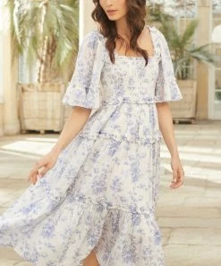 Needle & Thread Holding LTD Womenswear Rambling Roses Cotton Smocked Midaxi Dress