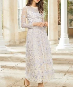 Needle & Thread Holding LTD Ribbon Lace Long Sleeve Ankle Gown