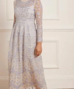 Needle & Thread Holding LTD Ribbon Lace Long Sleeve Ankle Gown