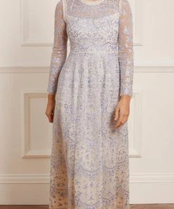 Needle & Thread Holding LTD Ribbon Lace Long Sleeve Ankle Gown