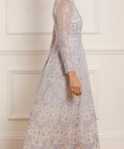 Needle & Thread Holding LTD Ribbon Lace Long Sleeve Ankle Gown