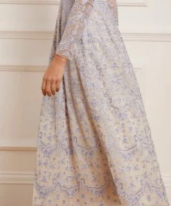 Needle & Thread Holding LTD Ribbon Lace Long Sleeve Ankle Gown