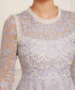 Needle & Thread Holding LTD Ribbon Lace Long Sleeve Ankle Gown