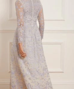 Needle & Thread Holding LTD Ribbon Lace Long Sleeve Ankle Gown
