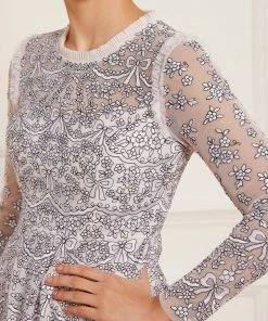 Needle & Thread Holding LTD Ribbon Lace Long Sleeve Ankle Gown Womenswear