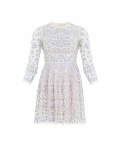 Needle & Thread Holding LTD Ribbon Lace Long Sleeve Micro Mini Dress