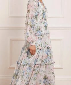 Needle & Thread Holding LTD Rose Fairytale Chiffon V-Neck Day Ankle Gown Womenswear