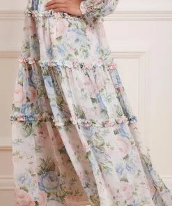 Needle & Thread Holding LTD Rose Fairytale Chiffon V-Neck Day Ankle Gown Womenswear