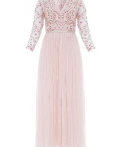 Needle & Thread Holding LTD Rosie Lace Bodice Long Sleeve V-Neck Ankle Gown Womenswear