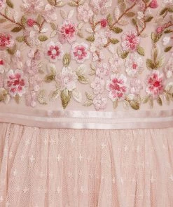 Needle & Thread Holding LTD Rosie Lace Bodice Long Sleeve V-Neck Ankle Gown Womenswear