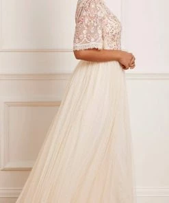 Needle & Thread Holding LTD Rosie Lace Bodice Short Sleeve Ankle Gown