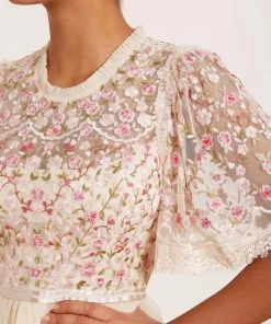 Needle & Thread Holding LTD Rosie Lace Bodice Short Sleeve Ankle Gown