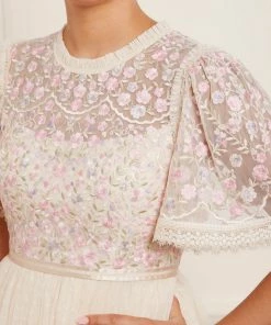 Needle & Thread Holding LTD Rosie Lace Bodice Short Sleeve Ankle Gown Womenswear