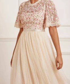 Needle & Thread Holding LTD Rosie Lace Bodice Short Sleeve Midi Dress