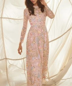 Needle & Thread Holding LTD Secret Garden Long Sleeve Ankle Gown Womenswear