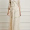 Needle & Thread Holding LTD Shimmer Ditsy Long Sleeve Gown