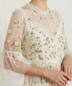 Needle & Thread Holding LTD Shimmer Ditsy Long Sleeve Gown