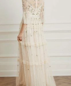 Needle & Thread Holding LTD Shimmer Ditsy Long Sleeve Gown