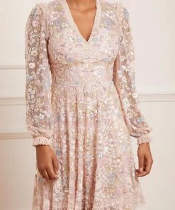 Needle & Thread Holding LTD Shimmer Fairytale V-Neck Mini Dress Womenswear