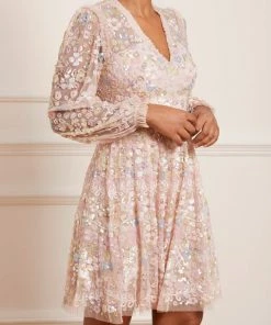 Needle & Thread Holding LTD Shimmer Fairytale V-Neck Mini Dress Womenswear