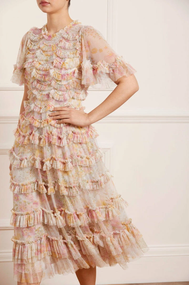 Brand new 😉 Needle & Thread Holding LTD Sunrise Bloom Ruffle Short Sleeve Ballerina 👗 Dress 👩 Womenswear 👍 5 Needle & Thread Holding LTD Sunrise Bloom Ruffle Short Sleeve Ballerina Dress Womenswear