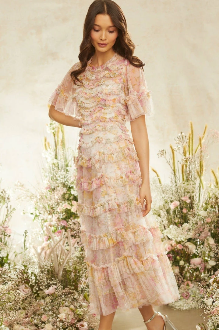 Brand new 😉 Needle & Thread Holding LTD Sunrise Bloom Ruffle Short Sleeve Ballerina 👗 Dress 👩 Womenswear 👍 11 Needle & Thread Holding LTD Sunrise Bloom Ruffle Short Sleeve Ballerina Dress Womenswear