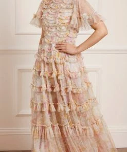 Needle & Thread Holding LTD Womenswear Sunrise Bloom Ruffle Short Sleeve Gown