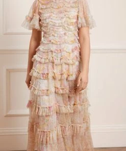 Needle & Thread Holding LTD Womenswear Sunrise Bloom Ruffle Short Sleeve Gown