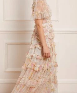 Needle & Thread Holding LTD Womenswear Sunrise Bloom Ruffle Short Sleeve Gown