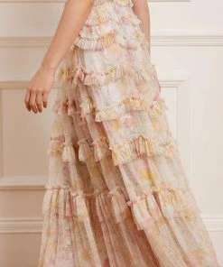 Needle & Thread Holding LTD Womenswear Sunrise Bloom Ruffle Short Sleeve Gown