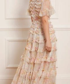 Needle & Thread Holding LTD Womenswear Sunrise Bloom Ruffle Short Sleeve Gown